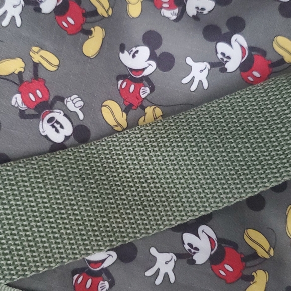 ❤️ Disney MICKEY MOUSE Vinyl Shoulder Bag Olive Green Purse Handbag lunch box - Picture 4 of 12